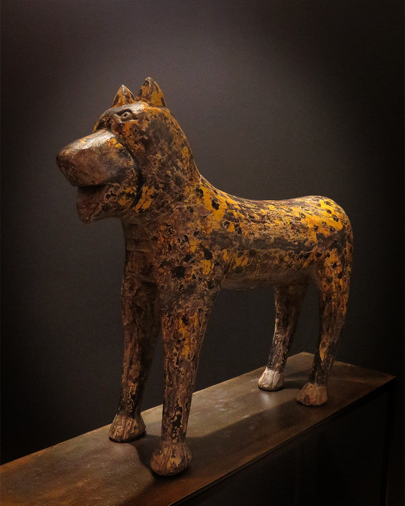 Wooden leopard statue