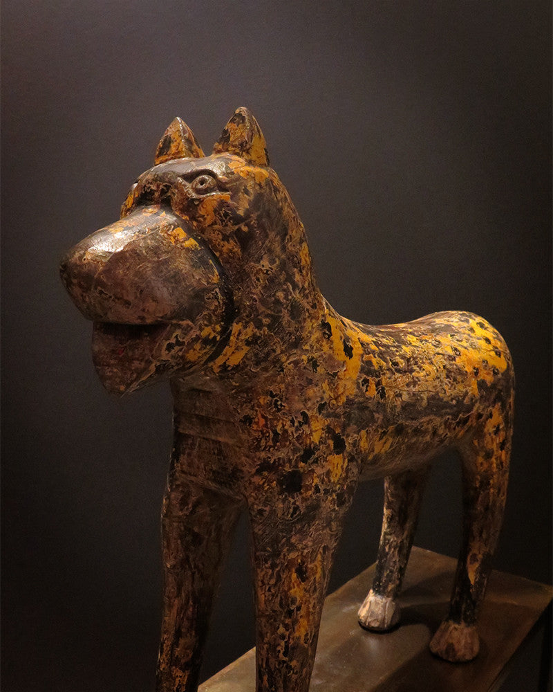 Wooden leopard statue