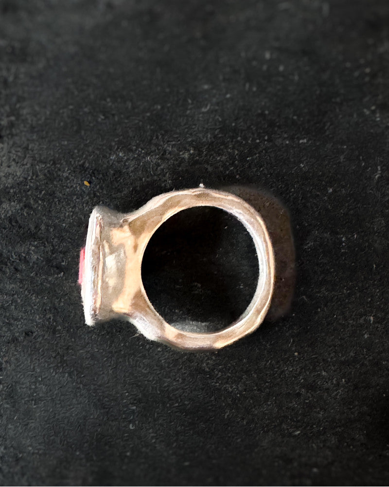 silver ring with garnet