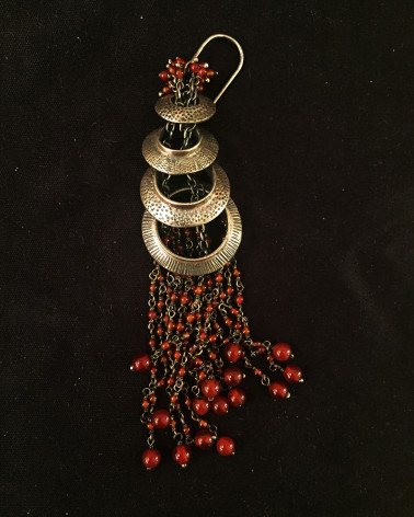 India - silver earrings with red onyx