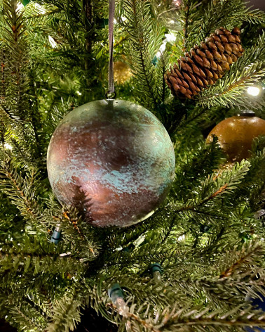 Christmas Baubles - oxidized copper
