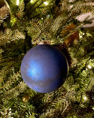 Boules de Noël 2020, en verre deep blue ou aubergine