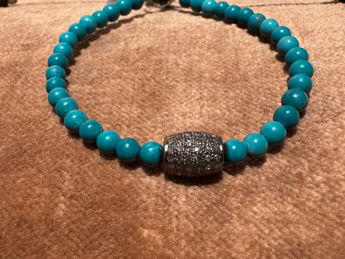 Bracelet turquoises et diamants