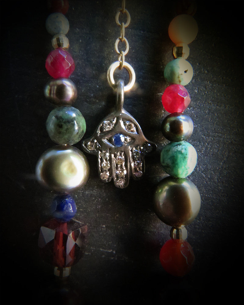 Hamsa hand silver earrings