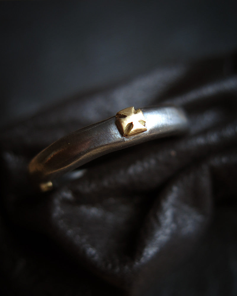 Blackened silver ring and cross