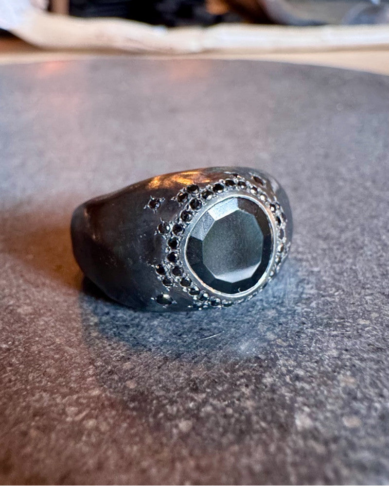 Black Spinel & Black Diamond Ring