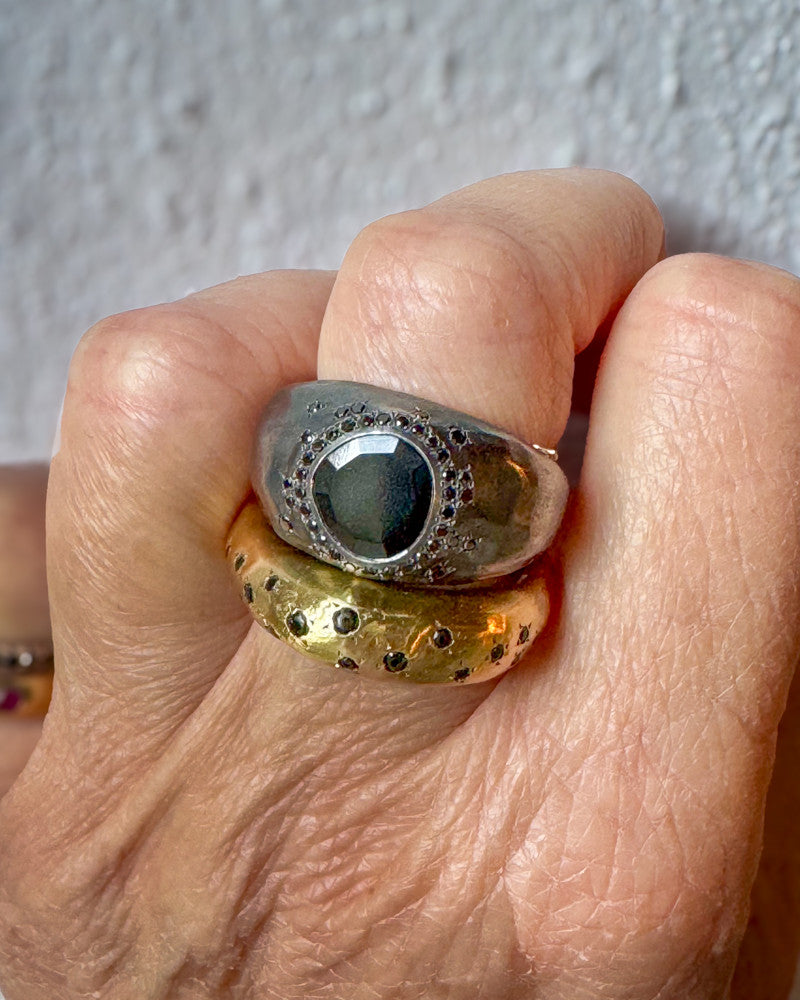 Black Spinel & Black Diamond Ring