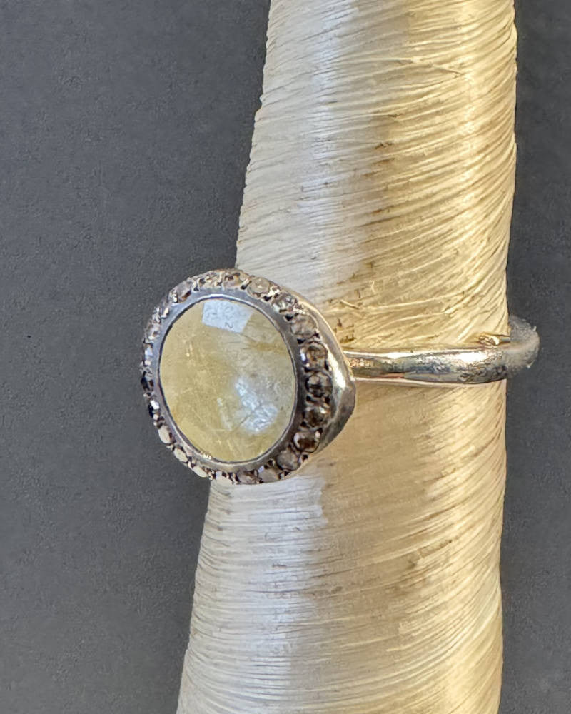 Diamonds and golden rutilated quartz